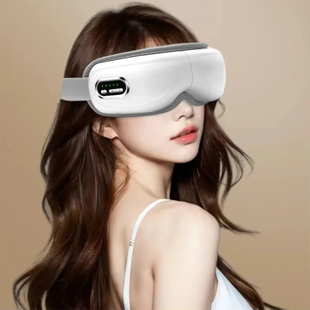 Wireless Heated Eye Massager with Soothing Music - 5 Relaxation Modes for Stress Relief